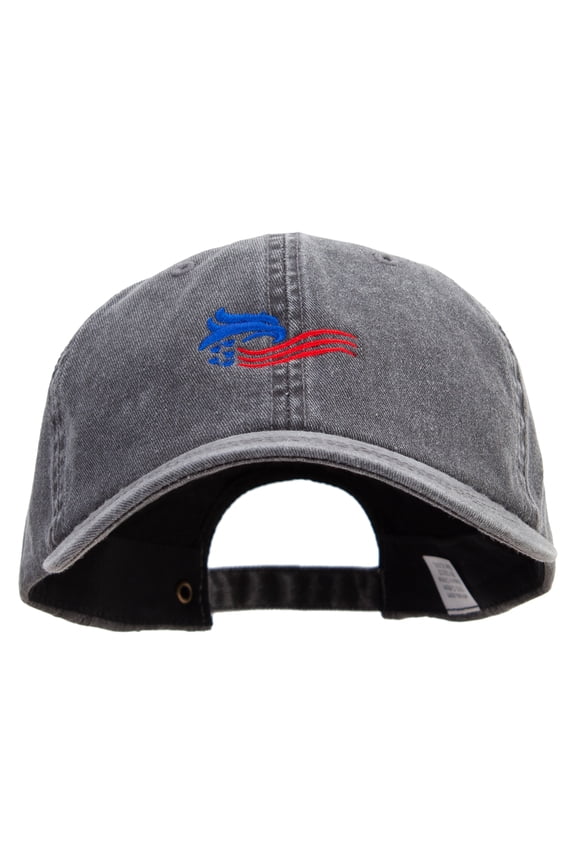 Flash Eagle Logo Embroidered Big Size Washed Pigment Dyed Cap - Black XL-3XL