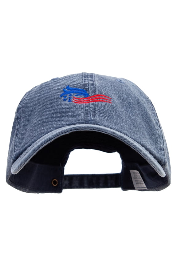 Flash Eagle Logo Embroidered Big Size Washed Pigment Dyed Cap - Navy XL-3XL