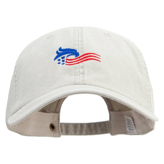 Flash Eagle Logo Embroidered Big Size Washed Pigment Dyed Cap - Stone XL-3XL
