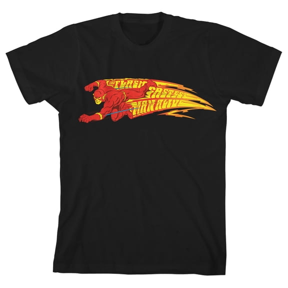 Flash Fastest Man Alive Boy's Black T-shirt-Medium