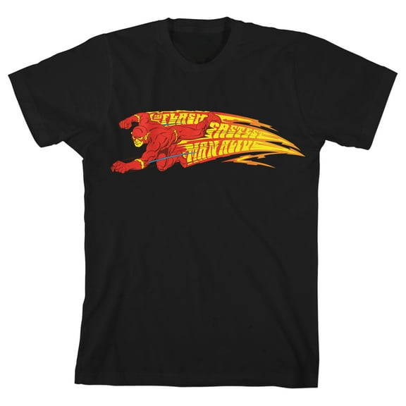 Flash Fastest Man Alive Boy's Black T-shirt-X-Large