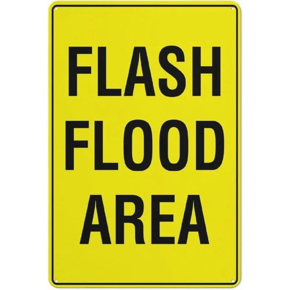 Flash Flood Area Bright Yellow Sign 8"x12" Aluminum Uv Ink Printed For House And Business