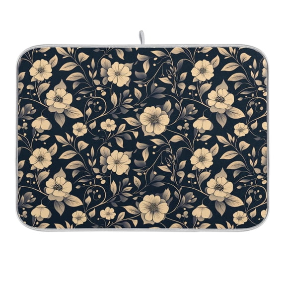 Flash Flower and Leaf Dish Drying Mat 16x18 Absorbent Microfiber Draining Rack Pad for Kitchen Counter Sink