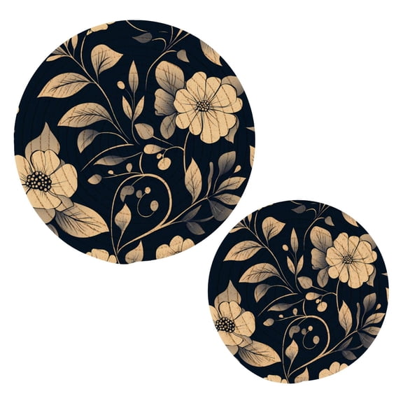 Flash Flower and Leaf Pot Holders Trivets Set of 2 Cotton Hot Pads Mats for Hot Dishes Pots Pans Kitchen Cooking 7" 9.5"
