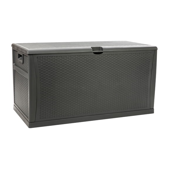 Flash Furniture Nobu 120 Gallon Plastic Deck Box - Outdoor Waterproof Storage Box for Patio Cushions, Garden Tools and Pool Toys, Gray