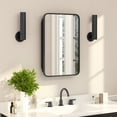 thumbnail image 1 of Flash Furniture 16" x 24" Recessed Bathroom Medicine Cabinet with Rounded Beveled Mirror and Reversible Metal Frame in Black, 1 of 10
