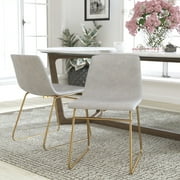 Flash Furniture 18 Table Height Timeless Mid-Back Sled Base Dining Chairs, Set of 2, Gray/Gold