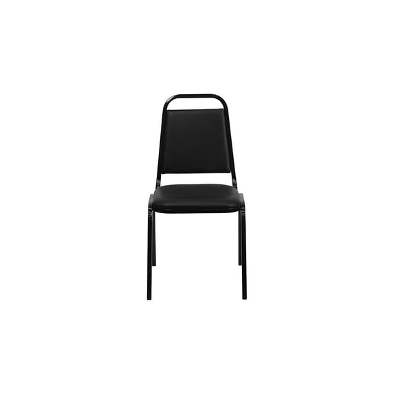 Flash Furniture 18H Vinyl Black Frame Trapezoidal Back Banquet Chair Black 20FDBHF2BKVYL