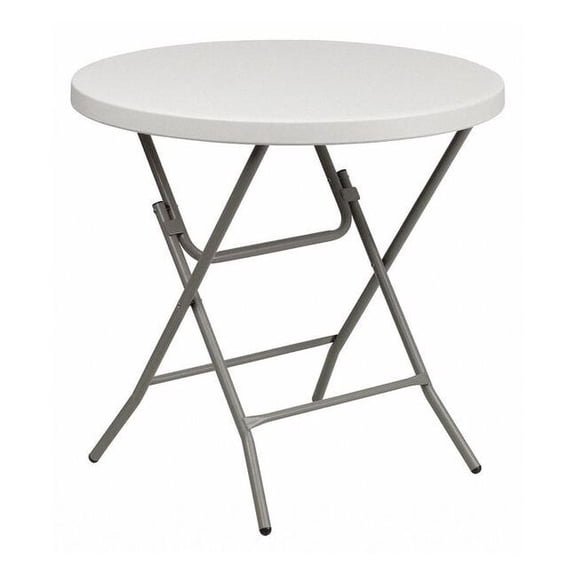 Flash Furniture 2.63-Foot Round Granite White Plastic Folding Table