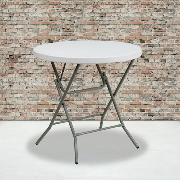 Flash Furniture 2.63-Foot Round Granite White Plastic Folding Table