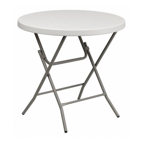 Flash Furniture 2.63-Foot Round Granite White Plastic Folding Table