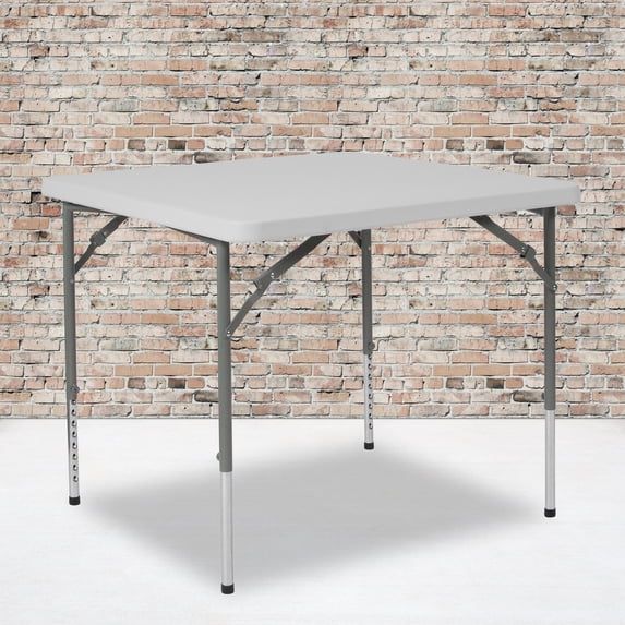 Flash Furniture 2.79-Foot Square Height Adjustable Granite White Plastic Folding Table