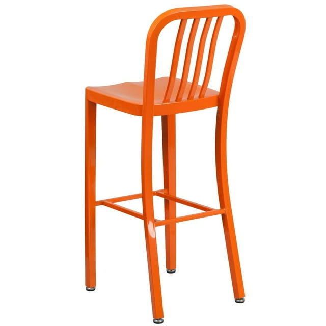 Flash Furniture 2 Pack 30'' High Metal Indoor-Outdoor Barstool with Vertical Slat Back Orange