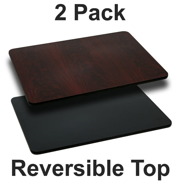 Flash Furniture 2 Pack 30'' x 42'' Rectangular Table Top with Black or Mahogany Reversible Laminate Top