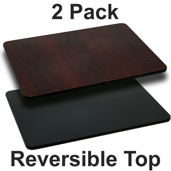 Flash Furniture 2 Pk. 30'' x 48'' Rectangular Table Top with Black or Mahogany Reversible Laminate Top
