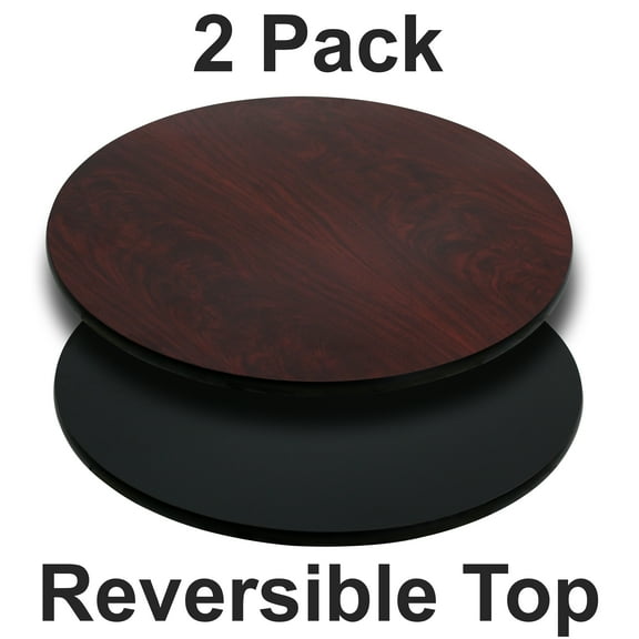Flash Furniture 2 Pack 36'' Round Table Top with Black or Mahogany Reversible Laminate Top