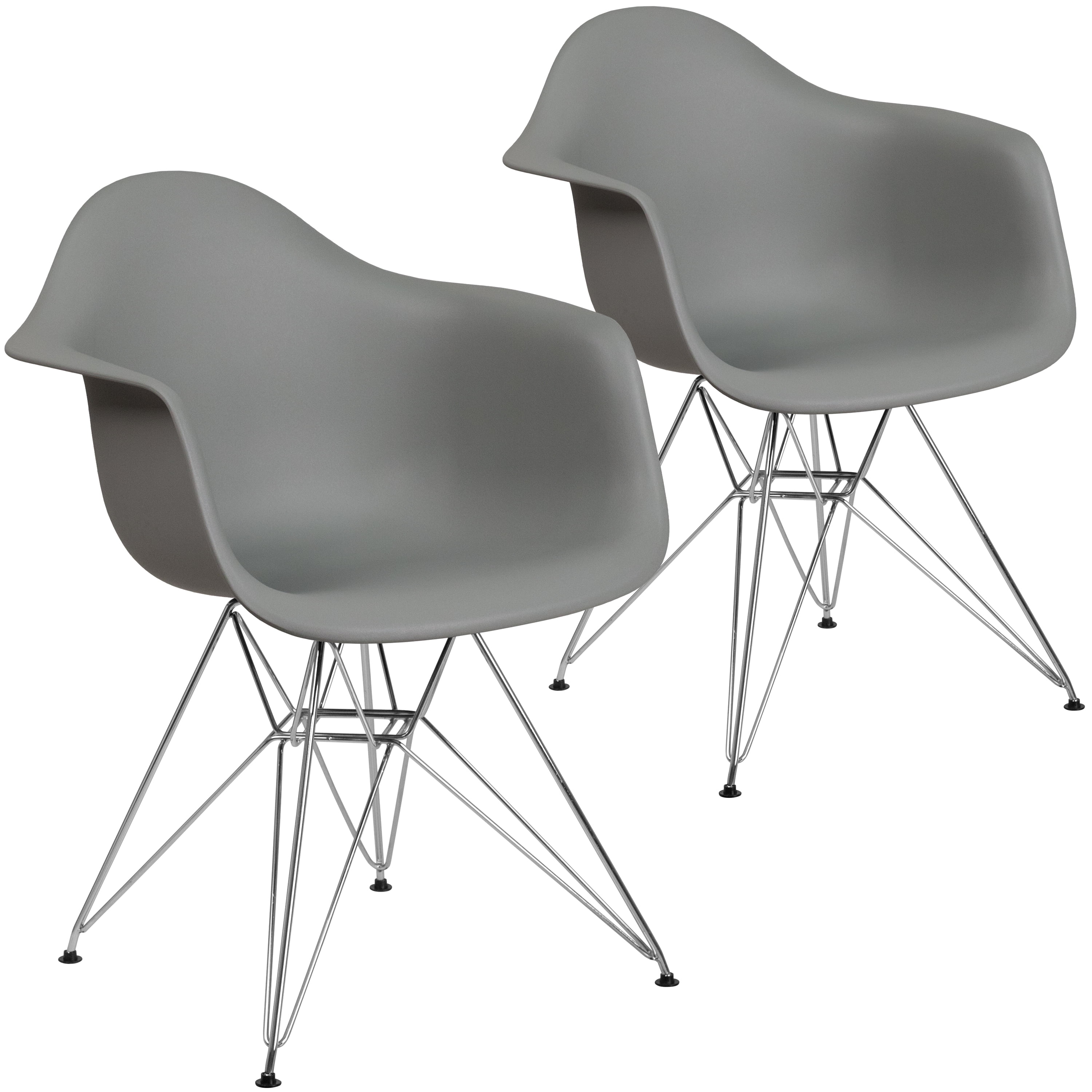Alonza Moss Gray Modern Geometric Accent Chair with Chrome Base
