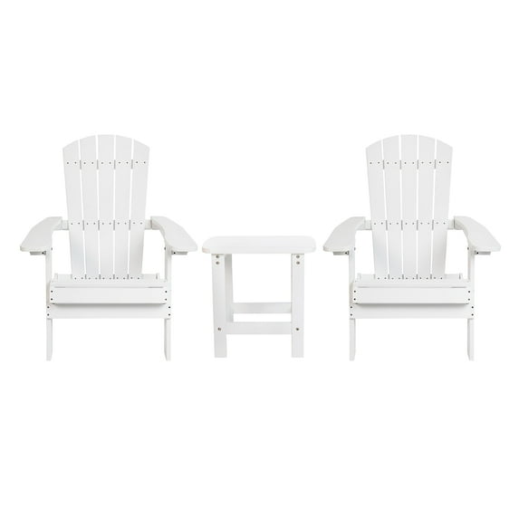 Flash Furniture 2 Pack Charlestown All-Weather Poly Resin Folding Adirondack Chair with Side Table