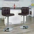 thumbnail image 1 of Flash Furniture 2 Pack Contemporary Brown Quilted Vinyl Adjustable Height Barstool with Chrome Base, 1 of 9