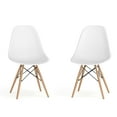 thumbnail image 1 of Flash Furniture 2 Pack Elon Series White Plastic Chair with Wooden Legs for Versatile Kitchen, Dining Room, Living Room, Library or Desk Use, 1 of 15