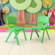 Flash Furniture 2 Pack Green Plastic Stackable School Chair with 15.5" Seat Height