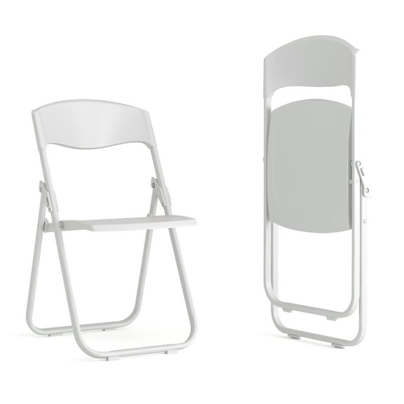 Flash Furniture 2 Pack HERCULES Series 500 lb. Capacity Heavy Duty White Plastic Folding Chair with Built-in Ganging Brackets