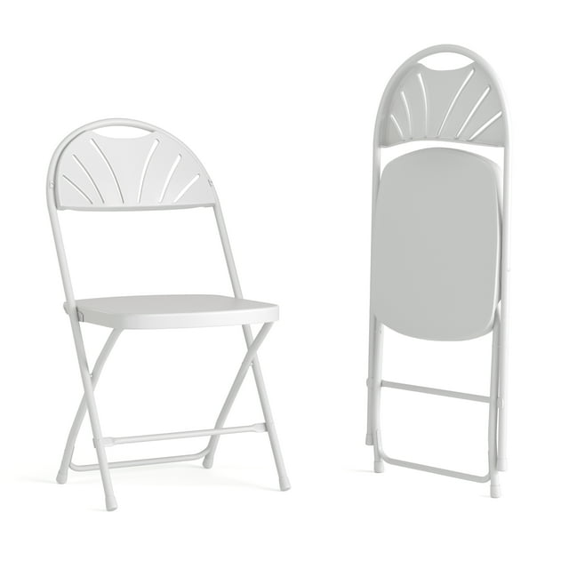 Flash Furniture 2 Pack HERCULES Series 650 lb. Capacity White Plastic Fan Back Folding Chair