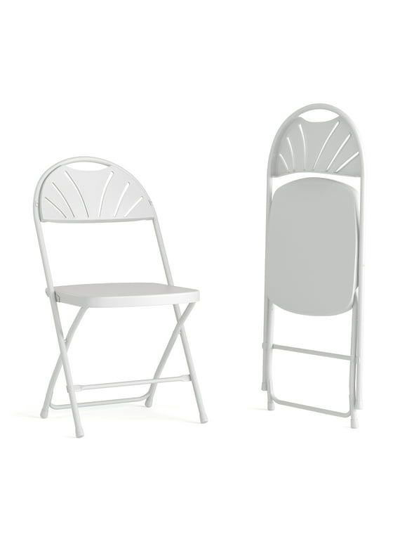 Flash Furniture 2 Pack HERCULES Series 650 lb. Capacity White Plastic Fan Back Folding Chair