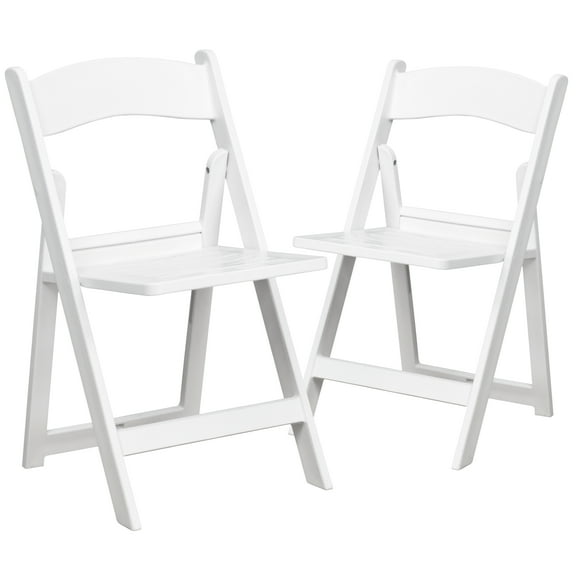 Flash Furniture 2 Pack HERCULES Series 800 lb. Capacity White Resin Folding Chair with Slatted Seat