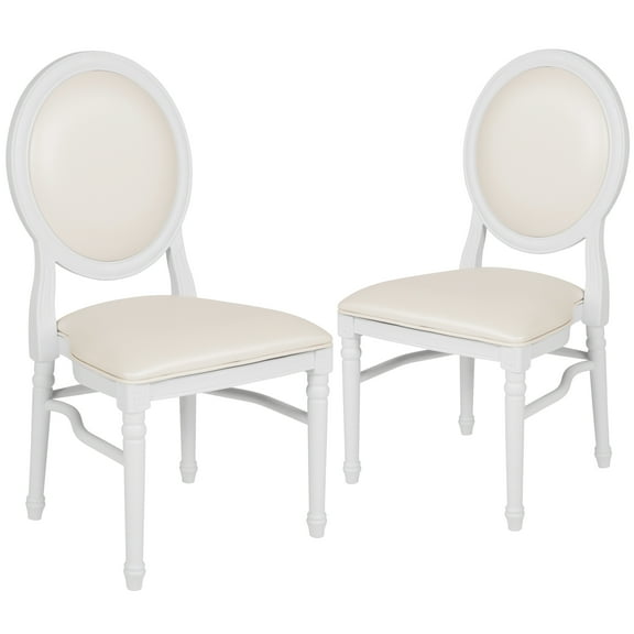 Flash Furniture 2 Pack HERCULES Series 900 lb. Capacity King Louis Chair with White Vinyl Back and Seat and White Frame