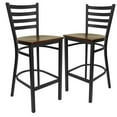 thumbnail image 1 of Flash Furniture 2 Pack HERCULES Series Black Ladder Back Metal Restaurant Barstool - Mahogany Wood Seat, 1 of 13