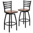 thumbnail image 1 of Flash Furniture 2 Pack HERCULES Series Black Ladder Back Swivel Metal Barstool - Cherry Wood Seat, 1 of 8