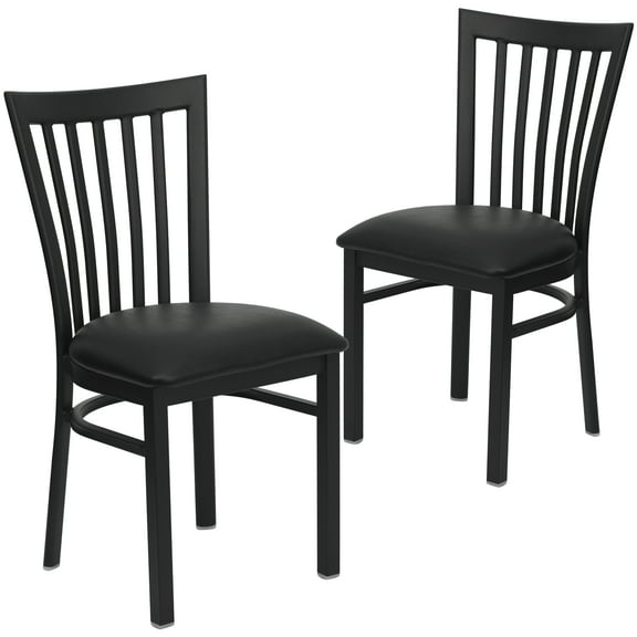 Flash Furniture 2 Pack HERCULES Series Black School House Back Metal Restaurant Chair - Black Vinyl Seat