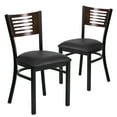 thumbnail image 1 of Flash Furniture 2 Pack HERCULES Series Black Slat Back Metal Restaurant Chair - Walnut Wood Back, Black Vinyl Seat, 1 of 8