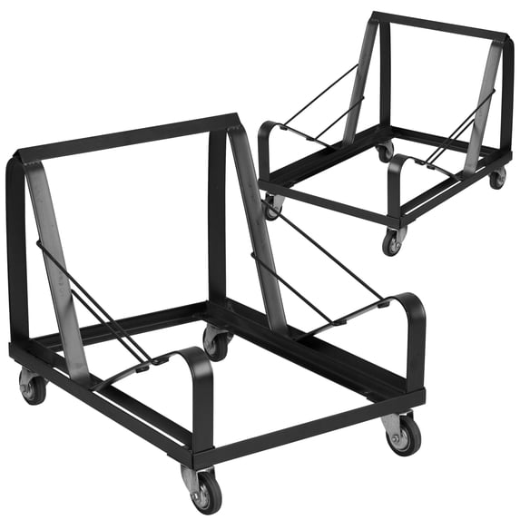 Flash Furniture 2 Pack HERCULES Series Black Steel Sled Base Stack Chair Dolly