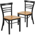 thumbnail image 1 of Flash Furniture 2 Pack HERCULES Series Black Three-Slat Ladder Back Metal Restaurant Chair - Natural Wood Seat, 1 of 8