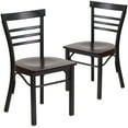 thumbnail image 1 of Flash Furniture 2 Pack HERCULES Series Black Three-Slat Ladder Back Metal Restaurant Chair - Walnut Wood Seat, 1 of 8