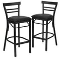 thumbnail image 1 of Flash Furniture 2 Pack HERCULES Series Black Two-Slat Ladder Back Metal Restaurant Barstool - Black Vinyl Seat, 1 of 8