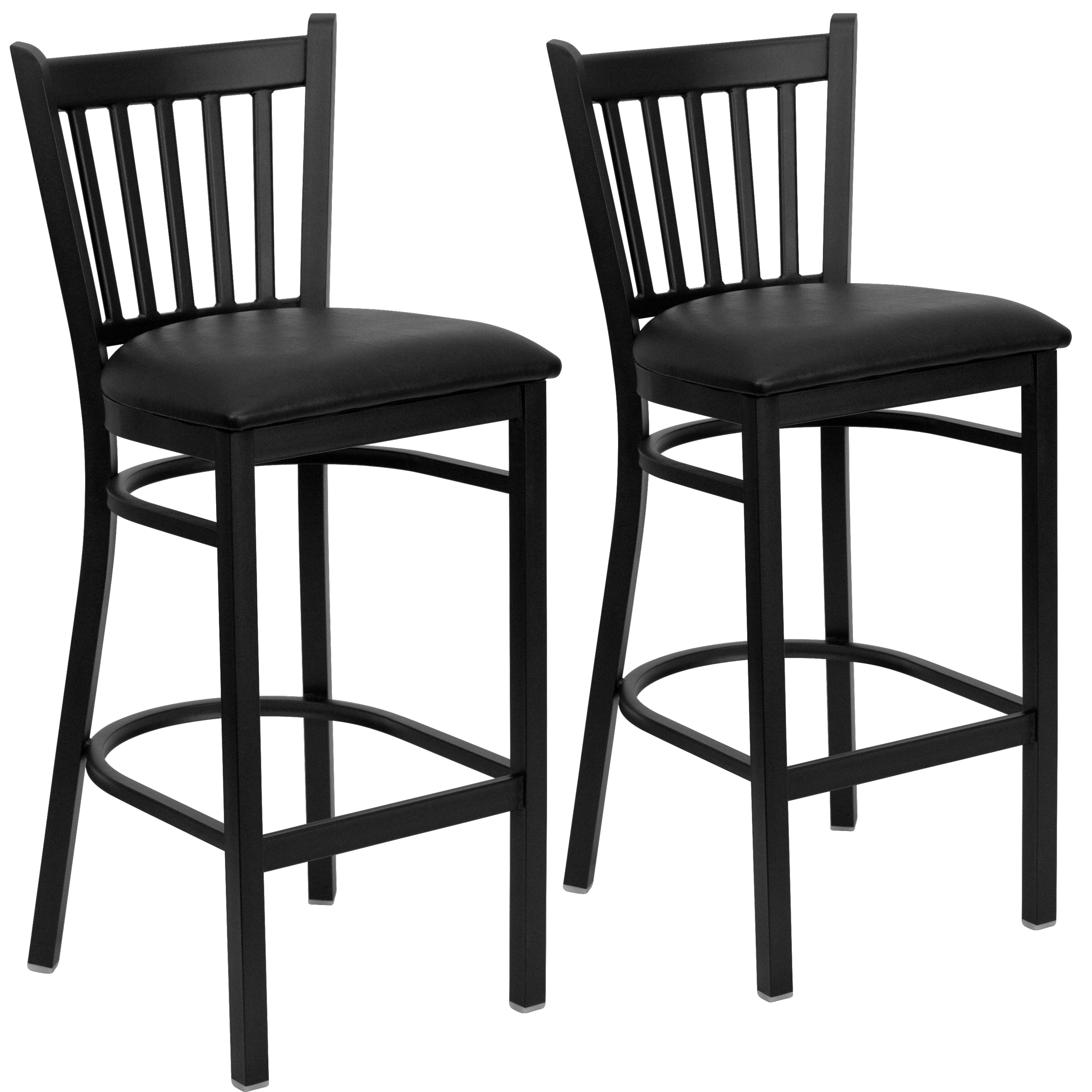 Black Metal Barstool Set with Vinyl Seat, 42" Height
