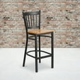thumbnail image 1 of Flash Furniture 2 Pack HERCULES Series Black Vertical Back Metal Restaurant Barstool - Natural Wood Seat, 1 of 8