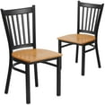 thumbnail image 1 of Flash Furniture 2 Pack HERCULES Series Black Vertical Back Metal Restaurant Chair - Natural Wood Seat, 1 of 8