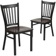 thumbnail image 1 of Flash Furniture 2 Pack HERCULES Series Black Vertical Back Metal Restaurant Chair - Walnut Wood Seat, 1 of 8