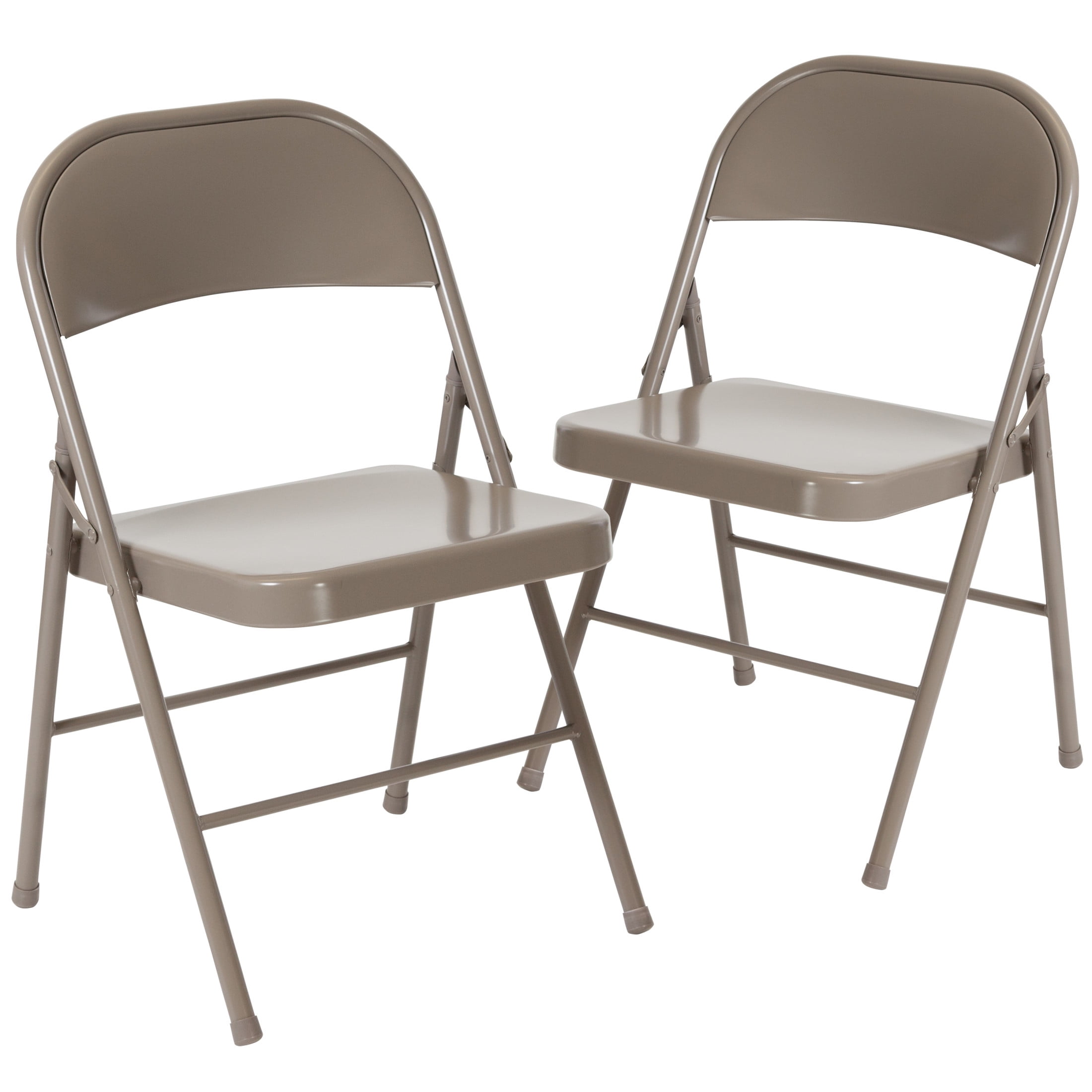 Gray Metal Double Braced Folding Chairs, 2-Pack