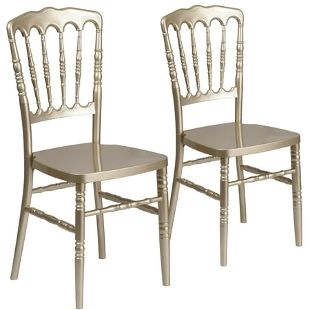 Flash Furniture 2 Pack HERCULES Series Gold Resin Stacking Napoleon Chair