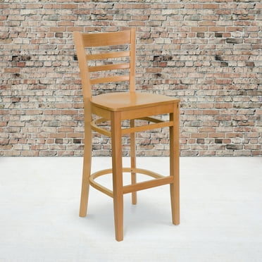 Flash Furniture 2 Pack HERCULES Series Ladder Back Natural Wood Restaurant Barstool
