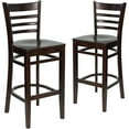 thumbnail image 1 of Flash Furniture 2 Pack HERCULES Series Ladder Back Walnut Wood Restaurant Barstool, 1 of 8