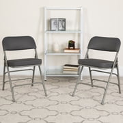 Flash Furniture 2 Pack HERCULES Series Premium Curved Triple Braced & Double Hinged Gray Fabric Metal Folding Chair