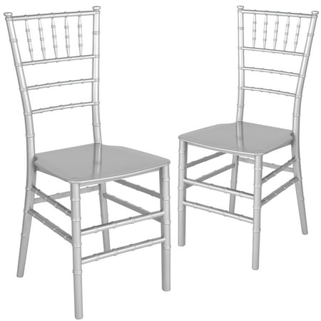Flash Furniture 2 Pack HERCULES Series Silver Resin Stacking Chiavari Chair