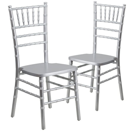 Flash Furniture 2 Pack HERCULES Series Silver Wood Chiavari Chair