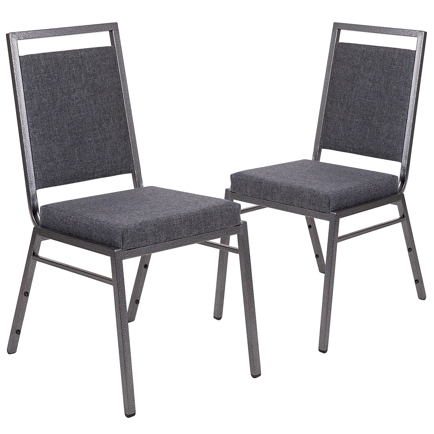 Gray Fabric and Metal Stacking Banquet Chairs, Set of 2